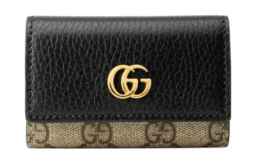 GUCCI GG Marmont Canvas With Leather Key Pouch Women's Ebony/Black