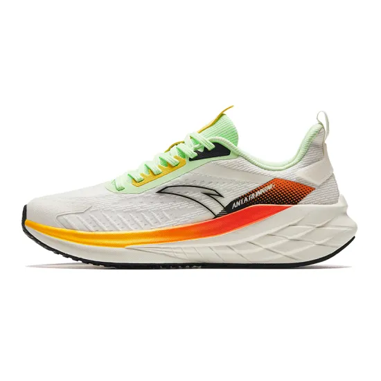 ANTA Running Collection Running Shoes Men Low-Top Ivory White/Fluorescent Shimmering Green/Basic Black