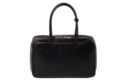 MIU MIU Beau Calfskin Bowling Bag, Shoulder Bag, Handbag Large Women's Black