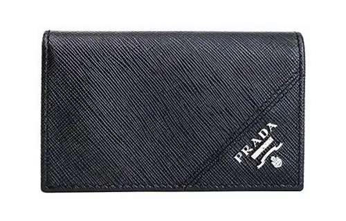 PRADA Short Cow Leather Wallet Card Holder Men's Black