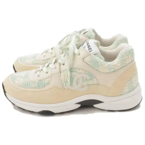 CHANEL Casual Shoes Women's Low-Top Beige Blue