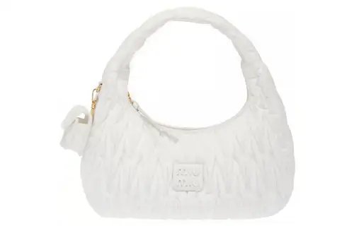 MIU MIU Fabric Fiber Crinkle Bag, Shoulder Bag, Handbag Women's White
