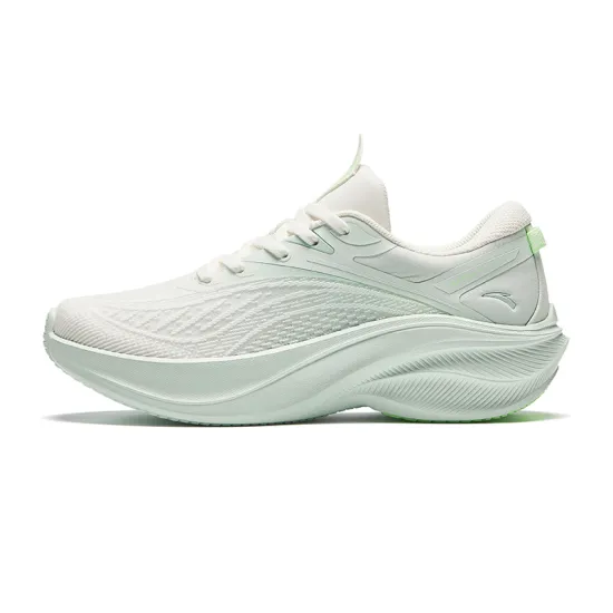 ANTA Running Shoes Women's Low-Top Ivory White/Light Green/Fluorescent Light Grass Green
