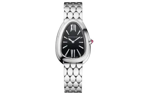 BVLGARI Serpenti Series Wrist Watches Quartz Movement Stainless Steel Watchband 33mm Black Dial Unisex