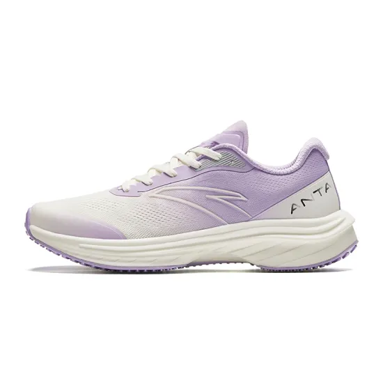 Anta Road Run Cushioning Wear-Resistant Rebound Low-Top Running Shoes Women's Purple White