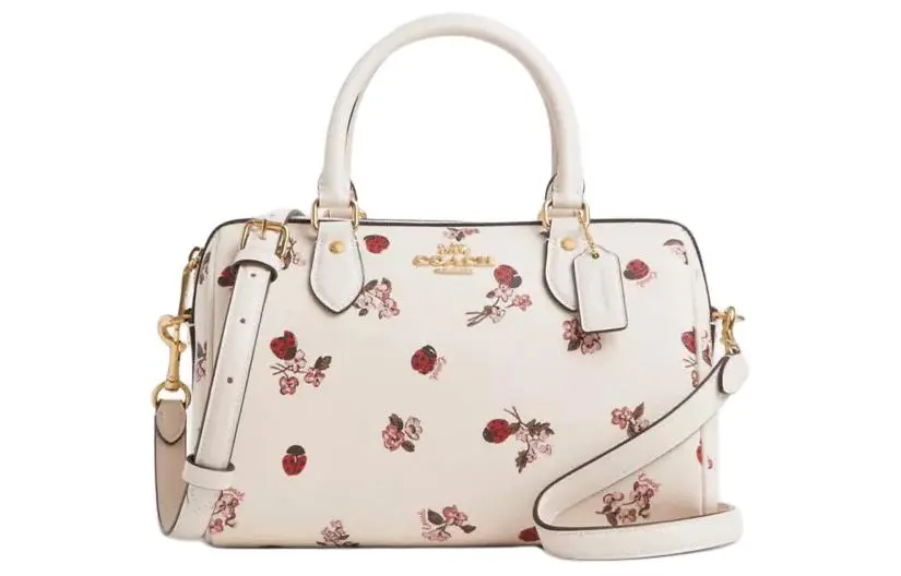 COACH Rowan Coated Canvas Handbag, Shoulder Bag, Crossbody Bag Medium Women's Gold & Chalk Multicolor