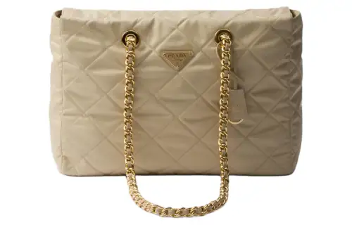 PRADA Re Edition Recycled Nylon Tote Bag, Shopping Bag, Handbag, Shoulder Bag Women's Desert Yellow