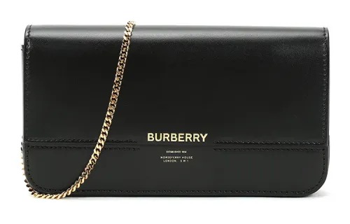 Burberry Magnetic Closure Cow Leather Clutch, Crossbody Bag, Shoulder Bag Women's Black