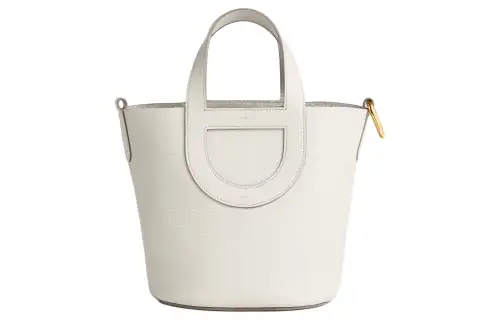 HERMES In The Loop Taurillon Clemence Bullhide With Swift Leather Bucket Bag Handbag Women's Light Gray