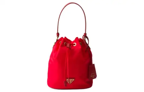 PRADA Re EditionRe Nylon Recycled Nylon Bucket Bag, Handbag, Shoulder Bag, Crossbody Bag Mini Women's Red