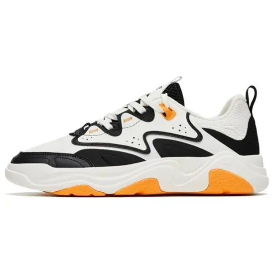 ANTA Life Collection Skateboard Shoes Men Low-Top Black White Yellow