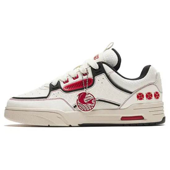 Anta AOJIE Good Things Happen Slip-Resistant Cushioning Wear-Resistant Low-Top Skateboard Shoes Women's White Red