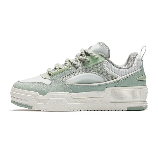 ANTA Life Collection Skateboard Shoes Women's Low-Top Light Cyan Gray/Hydrogen Green