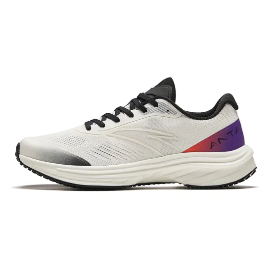 ANTA Road Run Running Shoes Men Low-Top Ivory White Black/Purple Jade