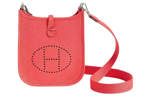 HERMES Evelyne Clemence Bullock Leather Crossbody Bag, Shoulder Bag 16 Women's 0E Rose Texas Pink