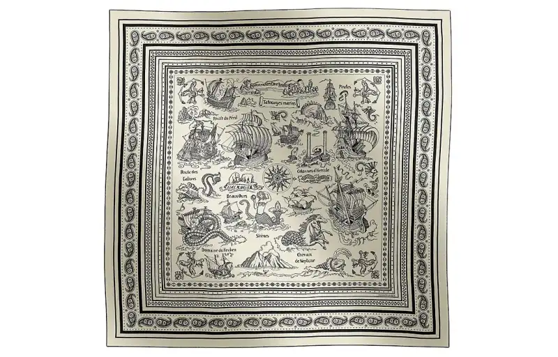 HERMES Silk Scarves Unisex White