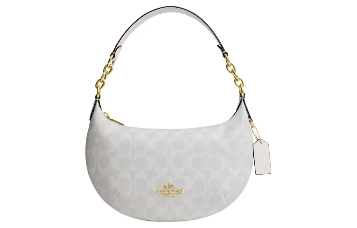 COACH Payton Coated Canvas With Smooth Leather Handbag, Shoulder Bag Large Women's Gold & Multicolor