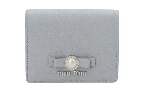 MIU MIU Leather Wallet Women's Gray