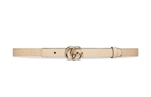 GUCCI GG Marmont Leather Belts Women's Beige Width 2cm
