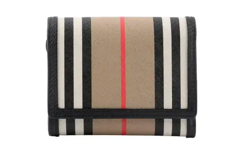 Burberry Canvas With Leather Wallet Women's Beige & Brown Black