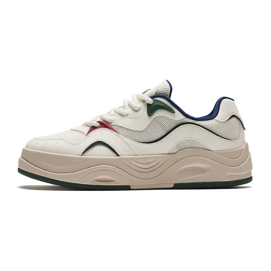 Anta Seaweed Height Increasing Lightweight Low Top Skateboard Shoes Men's Beige White Green