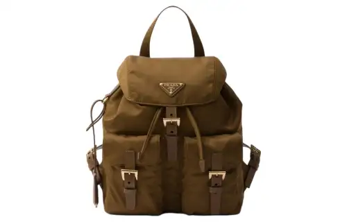 PRADA Re Nylon Fabric Backpack Small Women's Khaki Green