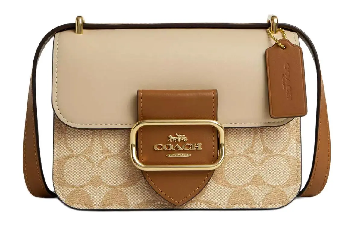 COACH MorganSquare Coated Canvas Crossbody Bags Small Women's Light Khaki