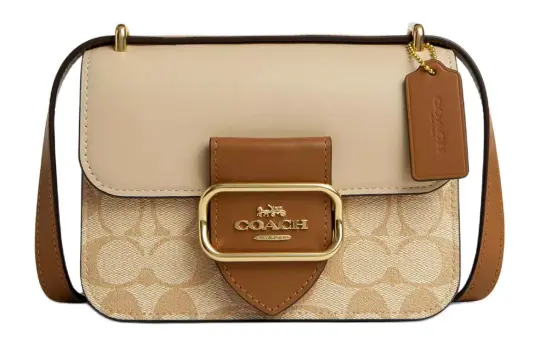 COACH MorganSquare Coated Canvas Crossbody Bags Small Women's Light Khaki