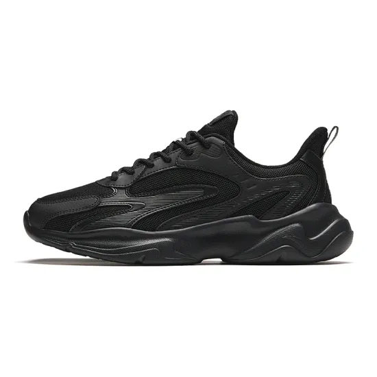 Anta Irregular Shape Cushioning Slip Resistant Low Top Casual Shoes Men's Black