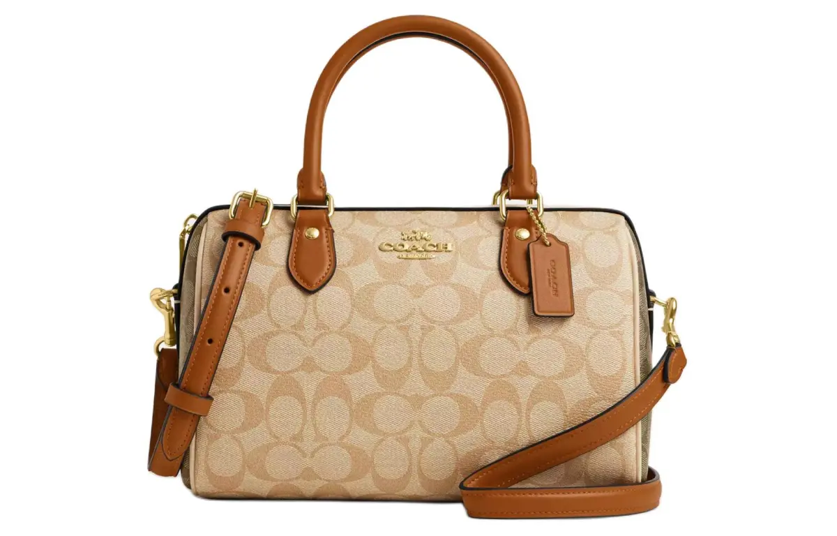 COACH Rowan Coated Canvas Shoulder Bag, Crossbody Bag, Handbag Medium Women's Light Khaki