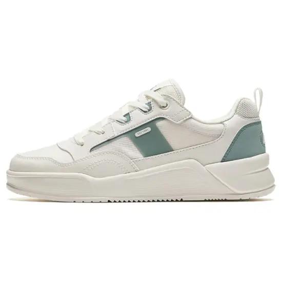 ANTA Life Collection Skateboard Shoes Women's Low-Top Ivory White/Fish Eye Green
