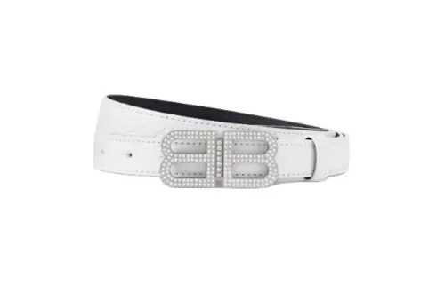 Balenciaga Imitation Crocodile Pattern, Smooth Buckle Leather Belts Women's White