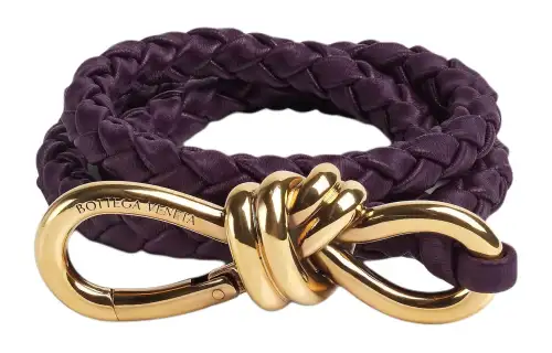 Bottega Veneta Sign Design Leather Belts Women's Purple Width 0.9CM