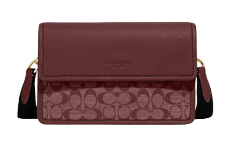 COACH Turner Fabric With Cow Leather Shoulder Bag, Crossbody Bag Medium Women's Burgundy