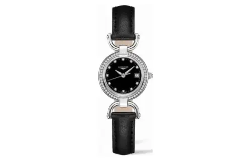 LONGINES Knight Quartz Movement 30m Waterproof Women's Watch 26.5mm Black Dial Stainless Steel Case