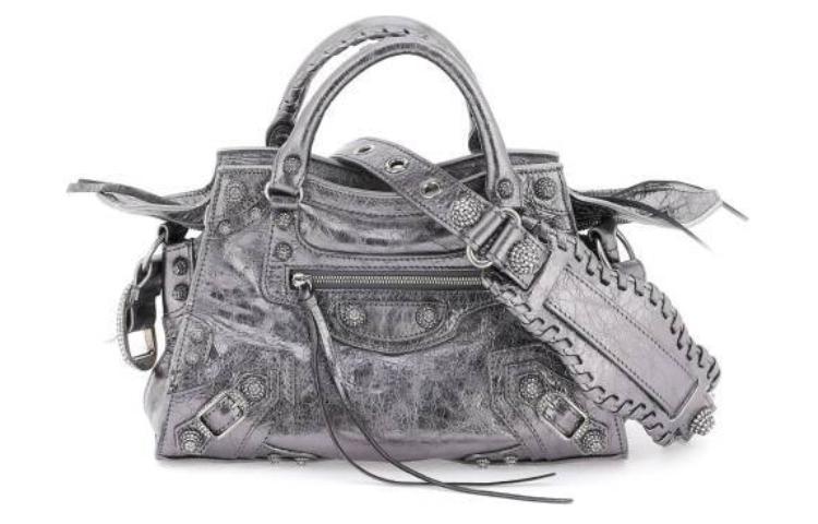 Balenciaga Neo Cagole Lambskin Shoulder Bag, Crossbody Bag, Handbag Extra Small Women's Silver