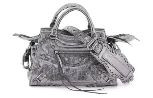 Balenciaga Neo Cagole Lambskin Shoulder Bag, Crossbody Bag, Handbag Extra Small Women's Silver