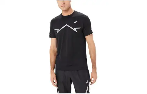 ASICS LITE SHOW T Shirts Men's Black Crew Neck Moderate Straight Fit