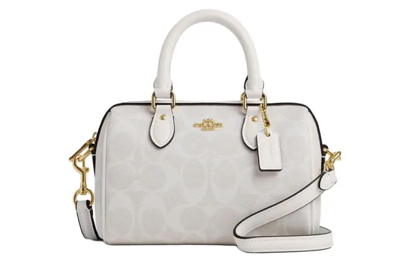 COACH Rowan PVC Artificial Leather Shoulder Bag, Crossbody Bag, Handbag Small Women's White