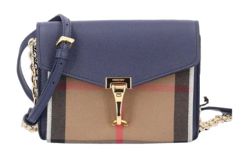 Burberry Leather Shoulder Bag, Crossbody Bag Women's Black & Blue & Brown