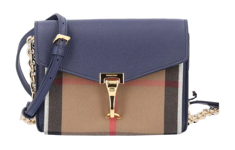 Burberry Leather Shoulder Bag, Crossbody Bag Women's Black & Blue & Brown