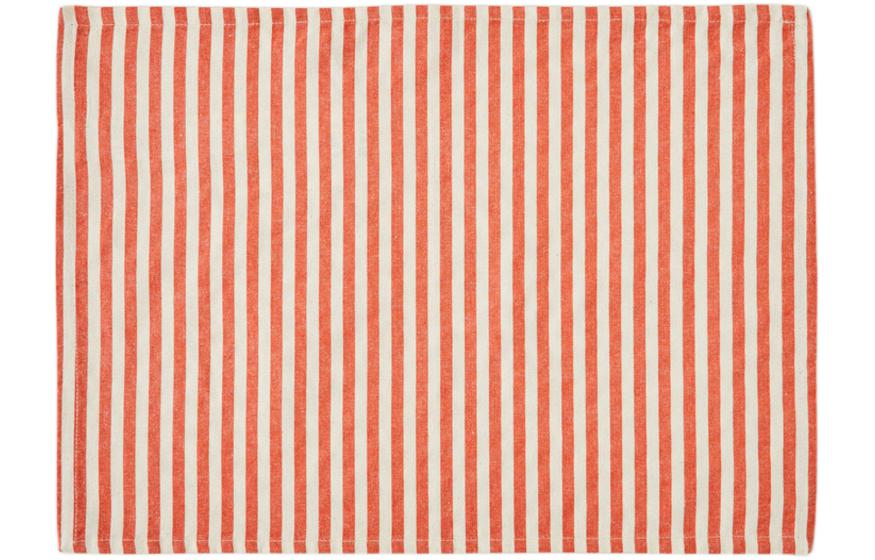 Zara home fresh pastoral style European simple cotton striped placemat insulation mat placemat red 35 x 50 cm