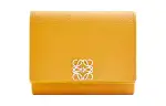 LOEWE Anagram Pebble Texture Calfskin Wallet Women's Sunflower