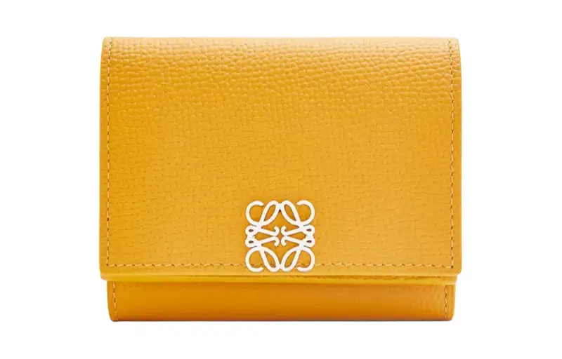 LOEWE Anagram Pebble Texture Calfskin Wallet Women's Sunflower