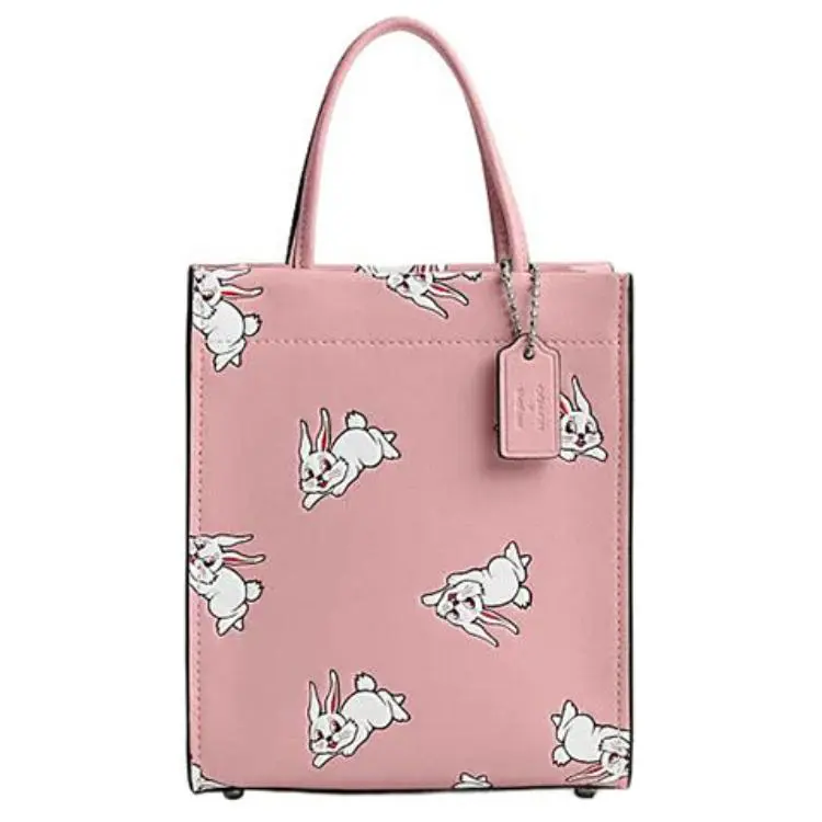 COACH Baymax Rabbit, Collaboration Cashin Cow Leather Tote Bag, Shopping Bag, Handbag, Shoulder Bag, Crossbody Bag Mini
