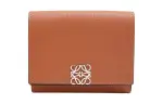 LOEWE Anagram Pebble Texture Calfskin Wallet Women's Tan