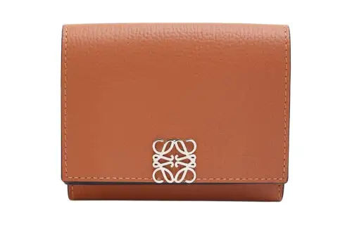 LOEWE Anagram Pebble Texture Calfskin Wallet Women's Tan