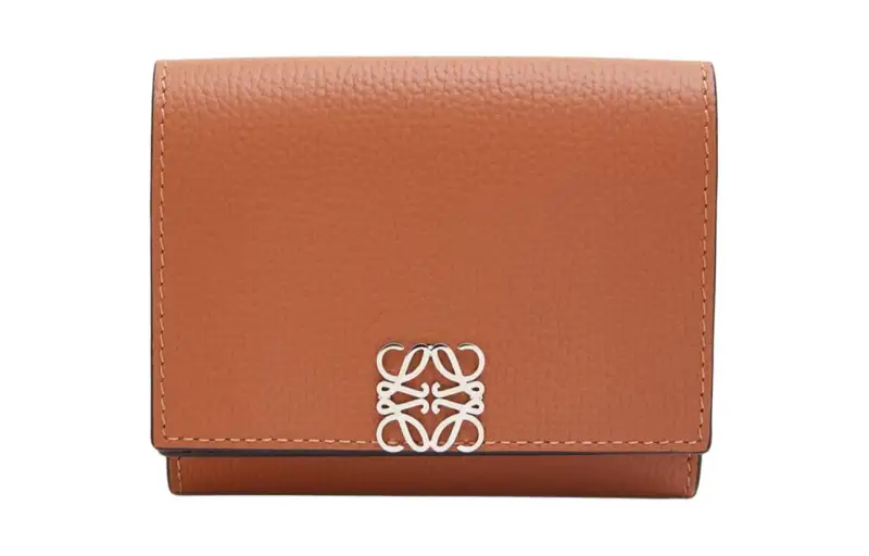 LOEWE Anagram Pebble Texture Calfskin Wallet Women's Tan