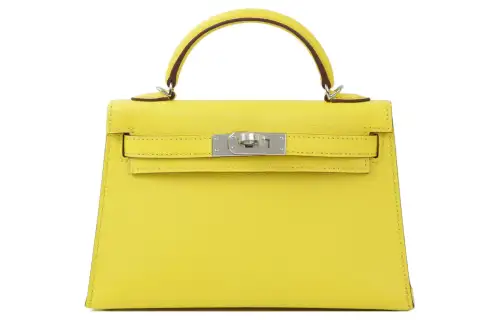 HERMES Mini Kelly 2 Jaune Citron Epsom Leather Kelly Bag, Shoulder Bag, Crossbody Bag, Handbag 19 Women's