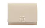 LOEWE Anagram Pebble Texture Calfskin Wallet Women's Light Ghost